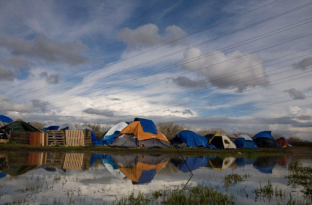 Shanty town: The tent city is already home to dozens of people, 
